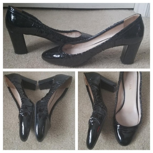Prada Shoes - Prada Black Patent Heels SZ 38 1/2 or 8.5 Dustbag
